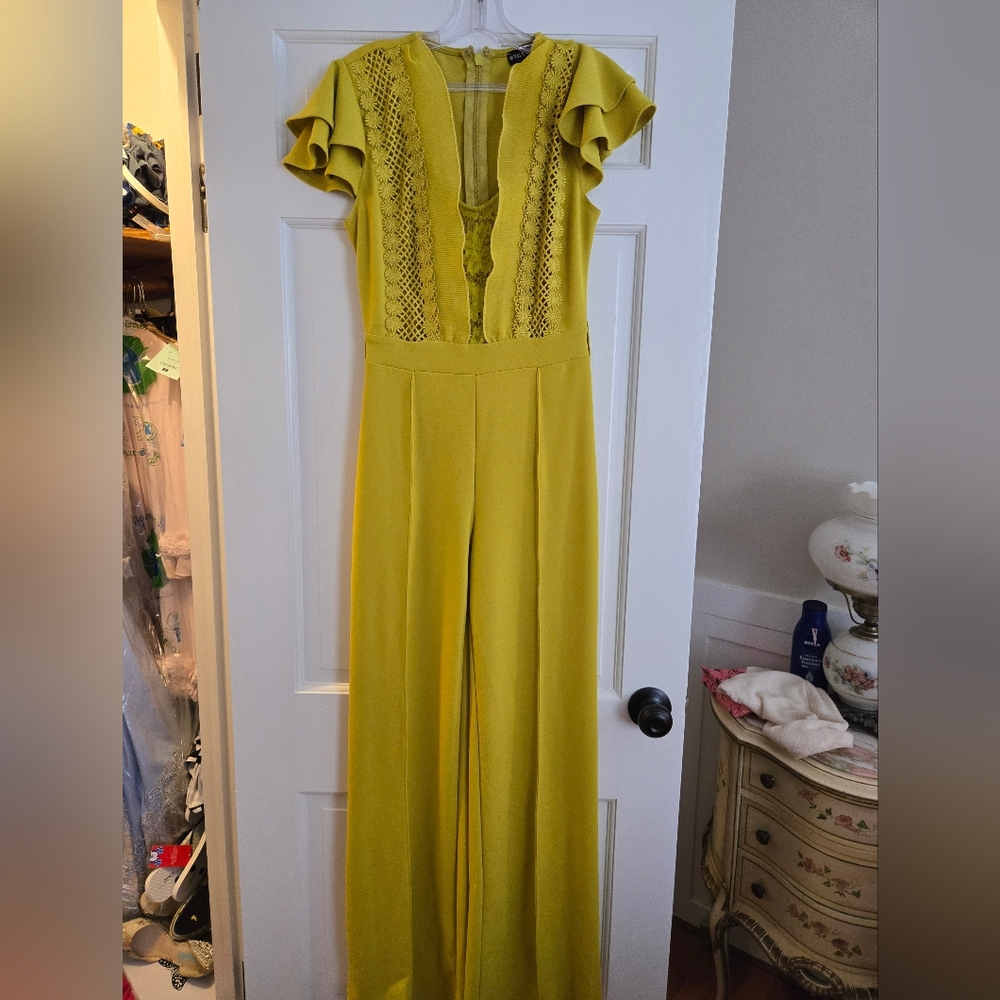 Green/ Yellow Lace Detail Jumpsuit